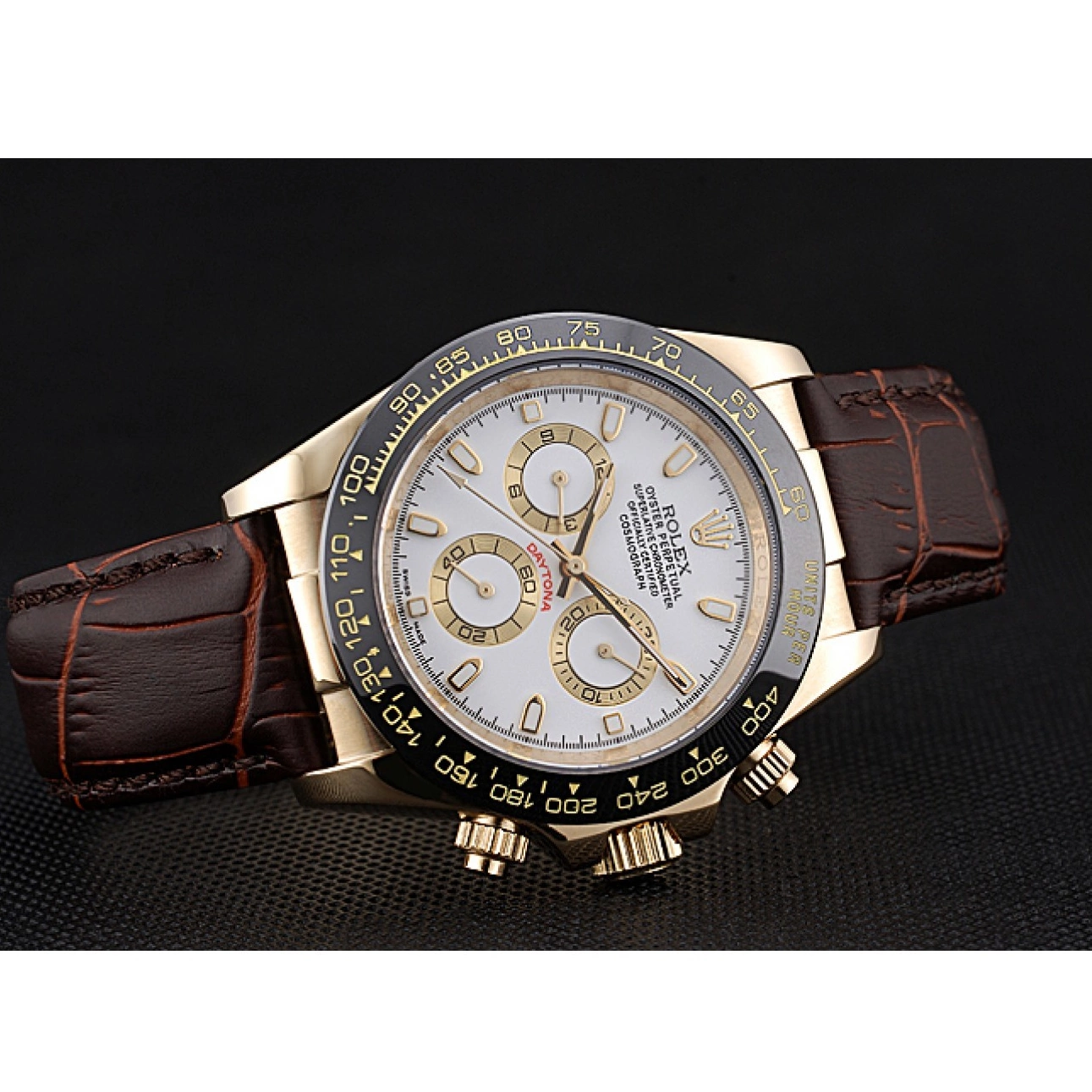 Good copy rolex watches 622633 Cosmograph Daytona Leather Bracelet White Case Gold Brown Dial Rolex 0817